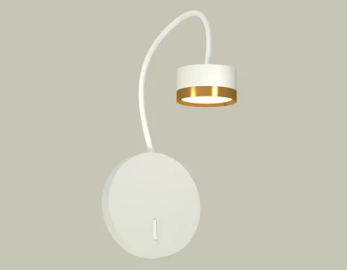 Бра с выключателем XB9595152 Ambrella light золотой белый на 1 лампу, основание белое в стиле современный хай-тек гибкая ножка для чтения