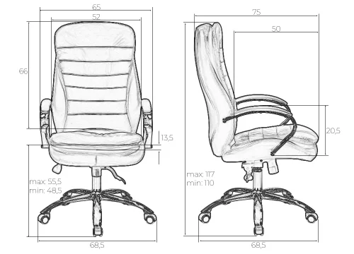 Офисное кресло для руководителей DOBRIN LYNDON (белый) цвет сиденья белый, цвет основания хромированная сталь Dobrin, белый/экокожа, ножки/металл/, размеры - 1100*1170**** фото 12