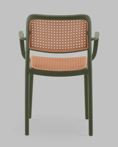 Стул Yona, пластиковый, с подлокотниками, зелёный УТ000040845 Stool Group, коричневый/пластик, ножки/металл/зелёный, размеры - *810**** фото 4