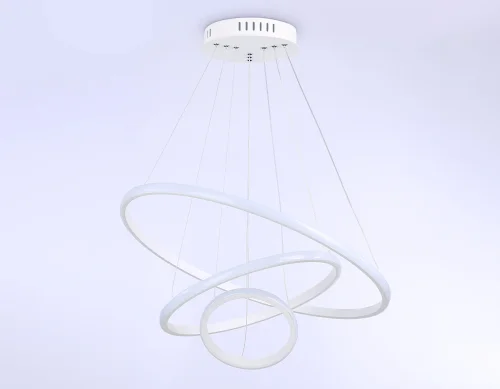 Светильник подвесной LED FL40818 Ambrella light белый 1 лампа, основание белое в стиле хай-тек современный кольца фото 3