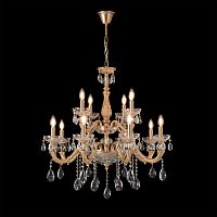 Люстра подвесная ELIZABETH SP8+4 BRASS Crystal Lux без плафона на 12 ламп, основание латунь прозрачное в стиле классический 