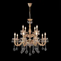Люстра подвесная ELIZABETH SP8+4 BRASS Crystal Lux без плафона на 12 ламп, основание латунь прозрачное в стиле классический Люстра подвесная ELIZABETH SP8+4 BRASS Crystal Lux без плафона на 12 ламп, основание латунь прозрачное в стиле классический