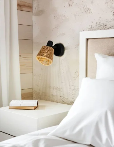 Бра Keelby 44128 Eglo коричневый на 1 лампу, основание чёрное в стиле кантри современный фото 2