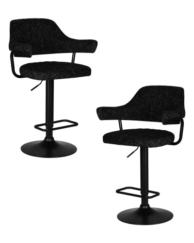 Стул барный набор 2 шт. SET-2 5019_BlackBase-LM CHARLY BLACK, цвет сиденья черный твид (LEO18), цвет основания черный Dobrin, /твид, ножки/металл/чёрный, размеры - 990*1200***610*540