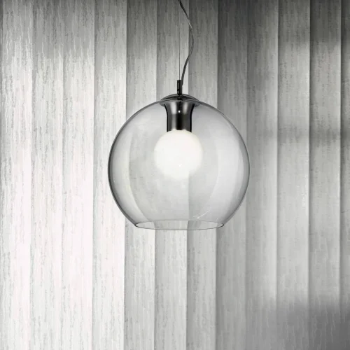 Светильник подвесной NEMO SP1 D40 TRASPARENTE Ideal Lux серый прозрачный 1 лампа, основание хром в стиле современный шар фото 2