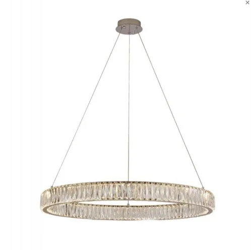 Люстра подвесная LED Madison 0907CL-80CH Milosh Tendence прозрачная на 1 лампу, основание хром в стиле современный кольца