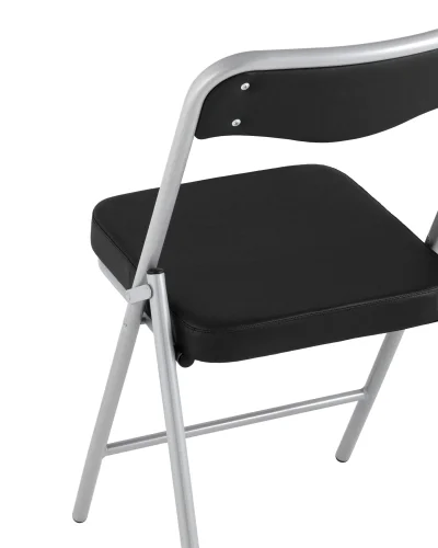 Складной стул Джонни экокожа черный каркас металлик УТ000035369 Stool Group, чёрный/экокожа, ножки/металл/серый, размеры - ****450*495 фото 7