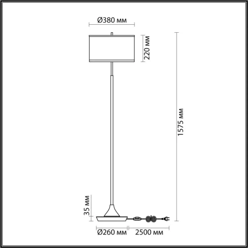 Торшер Bergi 5064/2F Odeon Light серый бежевый на 2 лампы, основание чёрное античное бронза в стиле современный фото 2