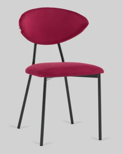 Стул обеденный Квинси велюр винный УТ000041640 Stool Group, бордовый/велюр, ножки/металл/чёрный, размеры - ***** фото 2