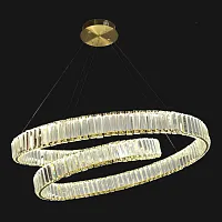 Люстра подвесная LED Centennial LSP-7024 Lussole прозрачная на 1 лампа, основание золотое в стиле модерн кольца