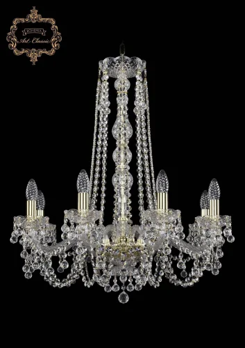 Люстра подвесная хрустальная 11.26.8.220.h-70.Gd.B Bohemia Art Classic прозрачная на 8 ламп, основание золотое в стиле классика 