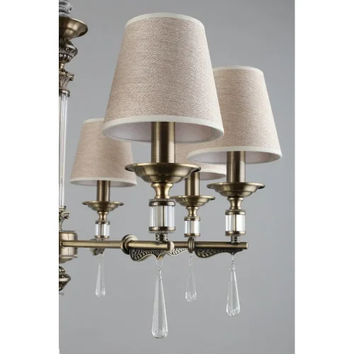 Люстра подвесная Rivoli OML-64213-08 Omnilux бежевая на 8 ламп, основание античное бронза в стиле классический фото 7