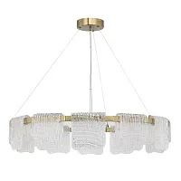 Люстра подвесная LED Voile SL6021.203.66 ST-Luce прозрачная на 1 лампу, основание золотое в стиле современный 