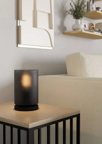 Настольная лампа Colomera 901164 Eglo дымчатая чёрная на 1 лампу, основание чёрное металл в стиле современный фото 2 Настольная лампа Colomera 901164 Eglo дымчатая чёрная на 1 лампу, основание чёрное металл в стиле современный фото 2