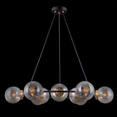 Люстра подвесная Планета CL105195 Citilux прозрачная янтарная на 9 ламп, основание венге в стиле современный лофт шар фото 2