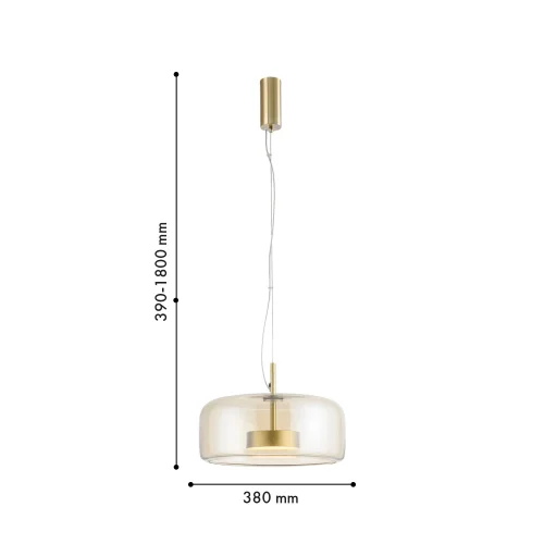 Светильник подвесной LED Reflex 4235-2P Favourite янтарный на 1 лампу, основание матовое золото в стиле современный фото 3