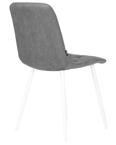 Стул обеденный 006 DOBRIN CHILLY ROMBO, цвет сиденья серый Simple 33, цвет основания белый Dobrin, серый/велюр, ножки/металл/белый, размеры - ****460*550 фото 4