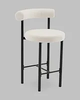 Стул полубарный Флорео букле молочный УТ000041334 Stool Group, белый/букле, ножки/металл/чёрный, размеры - *****