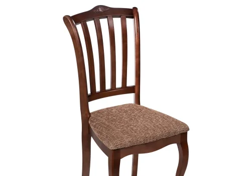 Деревянный стул Виньетта орех / мерц белый люкс 505471 Woodville, коричневый/ткань, ножки/массив березы/орех, размеры - ****430*550 фото 5