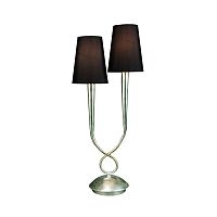 Настольная лампа PAOLA PAN PLATA 3536 Mantra коричневая 2 лампы, основание серебряное металл в стиле современный 