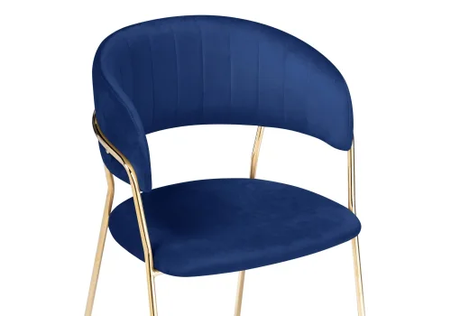 Стул на металлокаркасе Kamelia dark blue / gold 15320 Woodville, синий/велюр, ножки/металл/золотой, размеры - ****570*540 фото 5