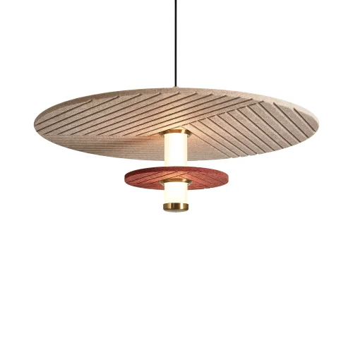 Светильник подвесной LED Acoustic FR5494PL-L9TR Freya бежевый на 1 лампу, основание чёрное в стиле хай-тек современный отражённый свет фото 3