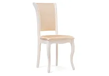 Деревянный стул Фабиано 308 камелия / ромб 01 480717 Woodville, бежевый/ткань, ножки/массив березы дерево/белый, размеры - ****430*540