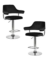 Стул барный набор 2 шт. SET-2 5019-LM CHARLY, цвет сиденья черный велюр (MJ9-101), цвет основания хромированная сталь Dobrin, /велюр, ножки/металл/хром, размеры - 990*1200***610*540 Стул барный набор 2 шт. SET-2 5019-LM CHARLY, цвет сиденья черный велюр (MJ9-101), цвет основания хромированная сталь Dobrin, /велюр, ножки/металл/хром, размеры - 990*1200***610*540