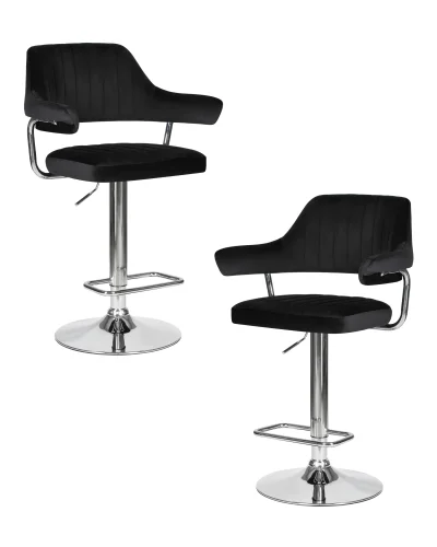 Стул барный набор 2 шт. SET-2 5019-LM CHARLY, цвет сиденья черный велюр (MJ9-101), цвет основания хромированная сталь Dobrin, /велюр, ножки/металл/хром, размеры - 990*1200***610*540 Стул барный набор 2 шт. SET-2 5019-LM CHARLY, цвет сиденья черный велюр (MJ9-101), цвет основания хромированная сталь Dobrin, /велюр, ножки/металл/хром, размеры - 990*1200***610*540