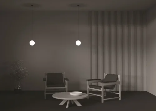 Светильник подвесной LED встраиваемый Luna P039PL-5W4K-10INS-B Maytoni белый на 1 лампу, основание чёрное в стиле современный хай-тек шар фото 13