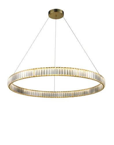 Светильник подвесной LED Woodstock 10920P/1-38W-3000K-D1000 GL-CL iLedex прозрачный 1 лампа, основание золотое в стиле современный кольца