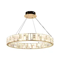 Люстра подвесная LED Crossa 5072/100L Odeon Light белая прозрачная на 1 лампа, основание золотое в стиле современный кольца