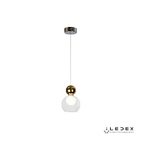 Светильник подвесной LED Blossom C4476-1 GL iLedex золотой прозрачный 1 лампа, основание хром в стиле модерн хай-тек шар