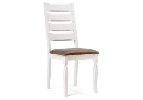 Деревянный стул Vengen butter white / brown 15081 Woodville, коричневый/ткань, ножки/дерево/белый, размеры - ****460*550