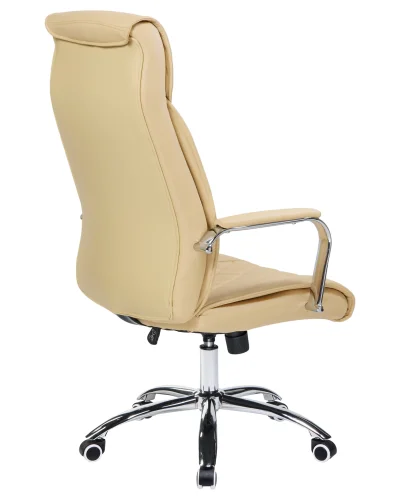 Офисное кресло для руководителей 110B-LMR HARRY, цвет бежевый Dobrin, бежевый/экокожа, ножки/металл/хром, размеры - 1150*1230***670*720 фото 4