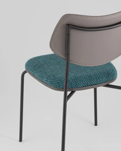 Стул обеденный Casey, темно-бирюзовый, с серой экокожей УТ000039575 Stool Group, бирюзовый/экокожа рогожка, ножки/металл/чёрный, размеры - ***** фото 6