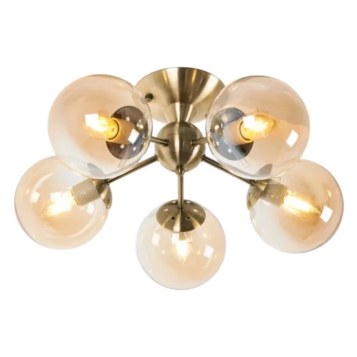 Люстра потолочная Kate MR1431-5C MyFar янтарная на 5 ламп, основание бронзовое в стиле современный шар фото 2