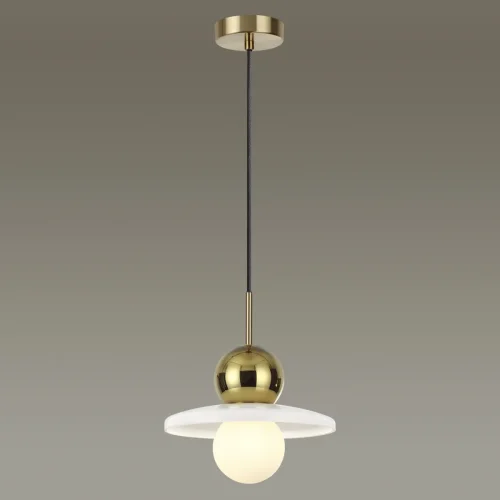 Светильник подвесной Hatty 5014/1B Odeon Light белый 1 лампа, основание золотое в стиле модерн  фото 4