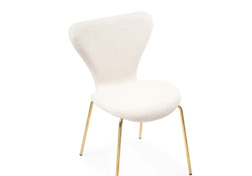 Стул на металлокаркасе Solo white / gold 15598 Woodville, белый/букле, ножки/металл/золотой, размеры - ****520*550 фото 6