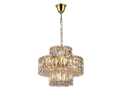Люстра подвесная 8458+3/C gold Newport прозрачная на 8 ламп, основание золотое в стиле классический 