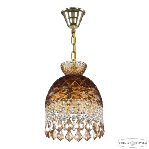 Светильник подвесной 5478/22 G Amber/M-1F Leafs K721 Bohemia Ivele Crystal янтарный 3 лампы, основание золотое в стиле классический leafs