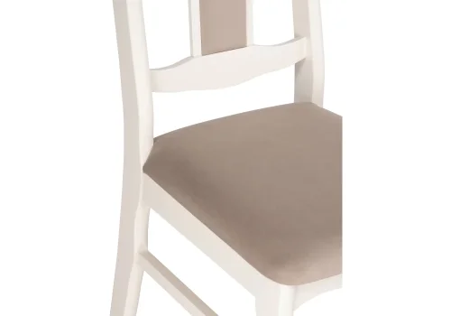 Деревянный стул Киприан бежевый / молочный 528928 Woodville, бежевый/велюр, ножки/массив березы дерево/молочный, размеры - ****420*510 фото 6