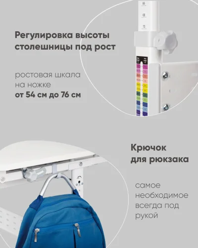 Парта растущая E601, клен УТ000036840 Stool Group столешница кремовая капучино бежевая из дсп фото 6