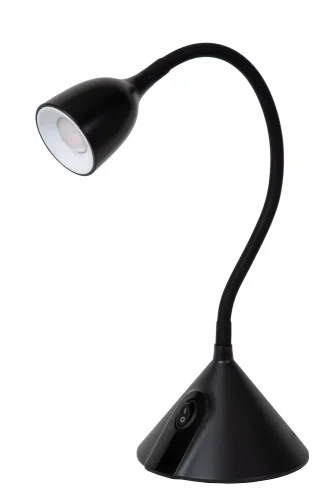 Настольная лампа офисная LED Milo 18673/03/30 Lucide чёрная 1 лампа, основание чёрное металл в стиле современный  фото 2