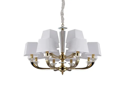 Люстра подвесная 11408+4/C gold Newport белая на 12 ламп, основание прозрачное в стиле американский современный классический  фото 2