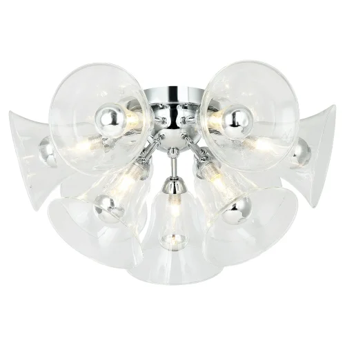 Люстра потолочная Oneida GRLSP-8196 Lussole прозрачная на 9 ламп, основание хром в стиле современный 