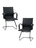 Офисное кресло набор 2 шт. SET-2 102N-LMR CODY, цвет сиденья черный, цвет основания хромированная сталь Dobrin, /экокожа, ножки/металл/хром, размеры - *880***535*600 Офисное кресло набор 2 шт. SET-2 102N-LMR CODY, цвет сиденья черный, цвет основания хромированная сталь Dobrin, /экокожа, ножки/металл/хром, размеры - *880***535*600