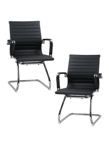 Офисное кресло набор 2 шт. SET-2 102N-LMR CODY, цвет сиденья черный, цвет основания хромированная сталь Dobrin, /экокожа, ножки/металл/хром, размеры - *880***535*600 Офисное кресло набор 2 шт. SET-2 102N-LMR CODY, цвет сиденья черный, цвет основания хромированная сталь Dobrin, /экокожа, ножки/металл/хром, размеры - *880***535*600