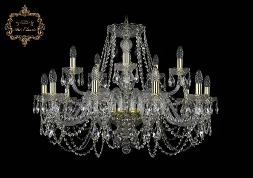 Люстра подвесная хрустальная 11.11.10+5.300.Gd.Sp Bohemia Art Classic прозрачная на 15 ламп, основание золотое в стиле классический 