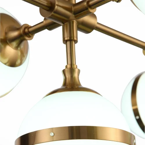 Люстра подвесная Arbe SL1157.303.09 ST-Luce белая на 9 ламп, основание бронзовое в стиле современный шар фото 5